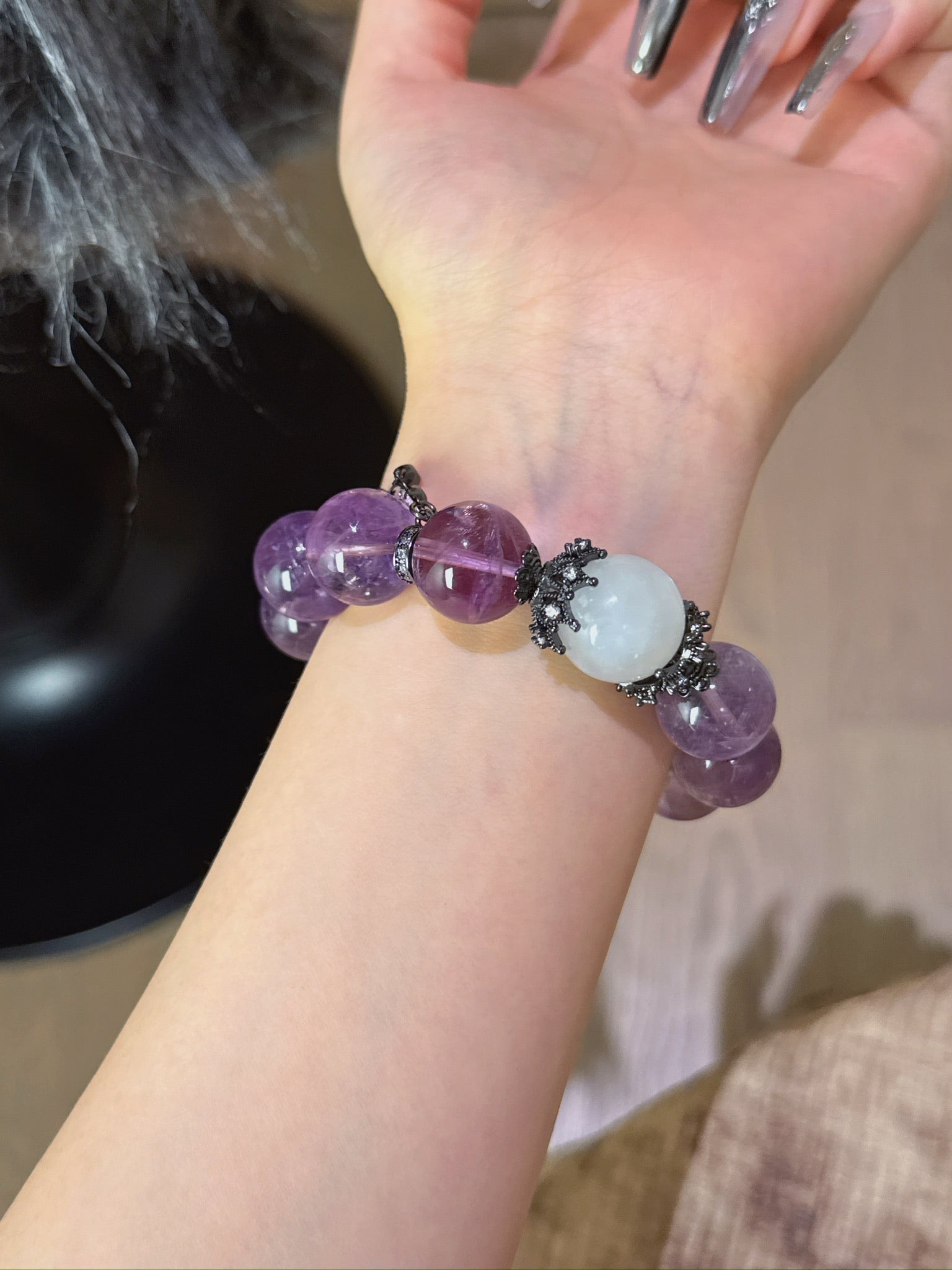 ▫️▪️ Amethyst white ghost bracelet